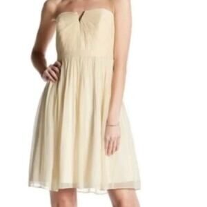 J. Crew yellow mini silk chiffon strapless bridesmaid party dress size 2